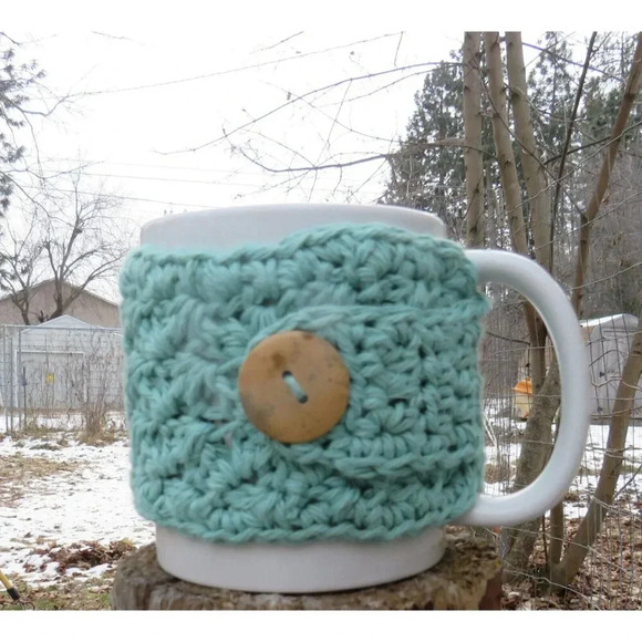 Crocheted Cup Cozy Handmade Coffee Mug or Tea Warmer - Picture 2 of 6